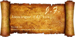 Jassinger Félix névjegykártya